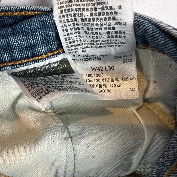 Levis 505 Jeans Mens 42x30 Blue Regular Straight Mid Rise Dark Wash Denim - Picture 5 of 10